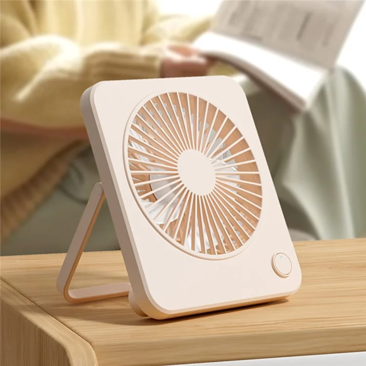 W70 Ultra Thin Desktop Mini Fan USB Charging 3 Speeds Cooling Fan with Foldable Stand - Pink