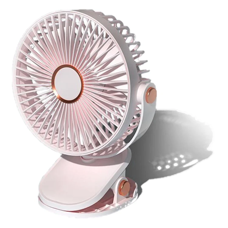 Ventilateur de bureau à clip de 6 pouces avec lumière d'ambiance, 6 vitesses, rechargeable par USB, portable - Rose