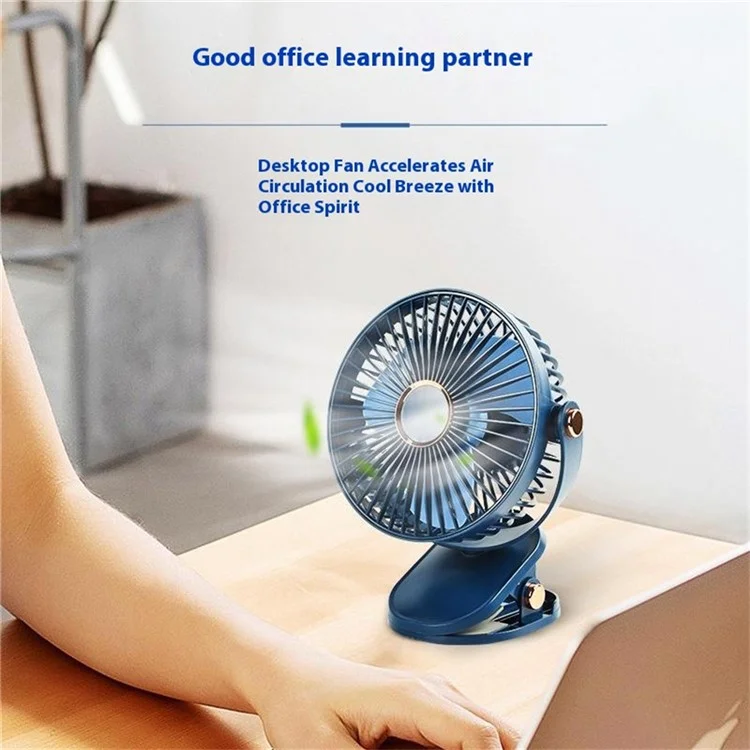 Ventilateur de bureau à clip de 6 pouces avec lumière d'ambiance, 6 vitesses, rechargeable par USB, portable - Rose