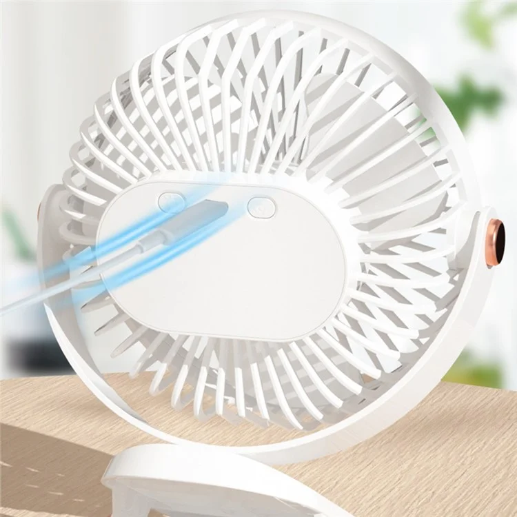 Ventilateur de bureau à clip de 6 pouces avec lumière d'ambiance, 6 vitesses, rechargeable par USB, portable - Rose