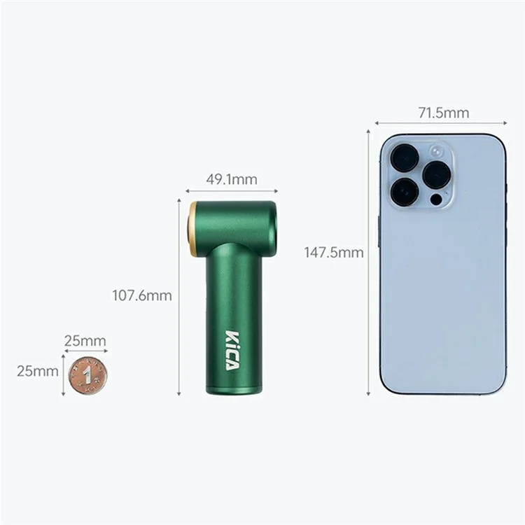 KICA Mini Ventilatore a turbina portatile ad alta velocità Soffiatore ricaricabile multifunzione per rimozione polvere - Verde