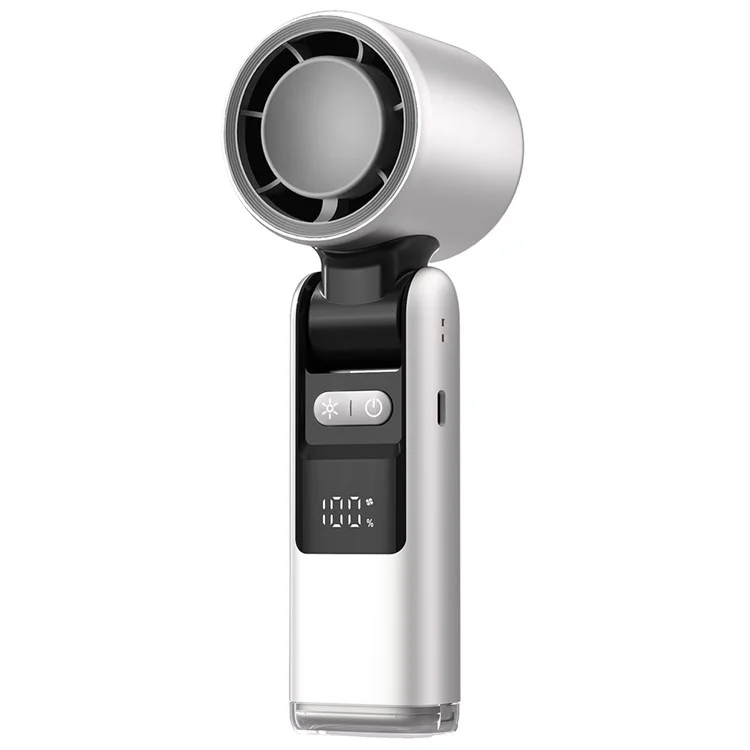 K801 Summer Mini Handheld Fan 100 Speeds Adjustable Digital Display Portable Folding Fan ( No Cold Compress ) - White