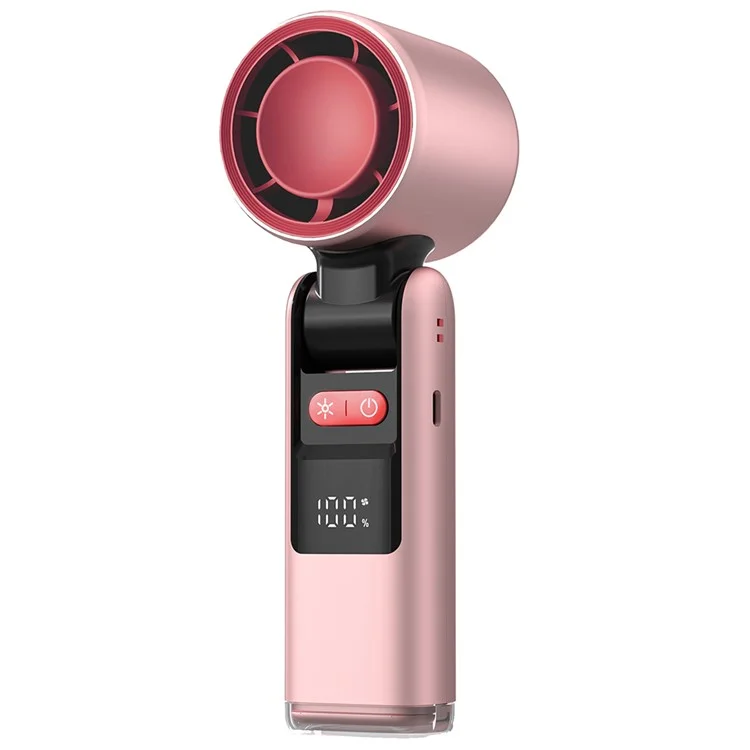K801 Summer Mini Handheld Fan 100 Speeds Adjustable Digital Display Portable Folding Fan ( No Cold Compress ) - Pink