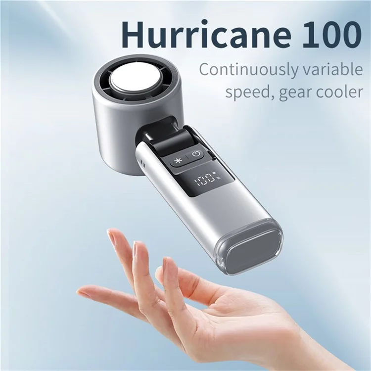 K801 Summer Mini Handheld Fan 100 Speeds Adjustable Digital Display Portable Folding Fan ( with Cold Compress ) - Black