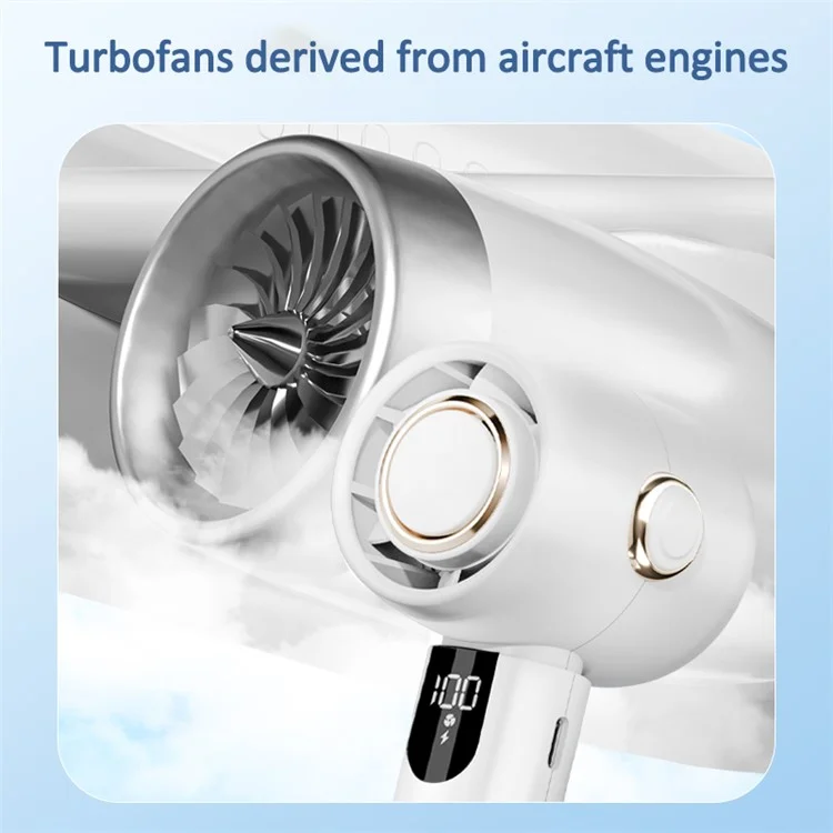 Ventilateur portable USB-C N28 Turbine avec charge silencieuse (Batterie intégrée de 1200 mAh) - Blanc