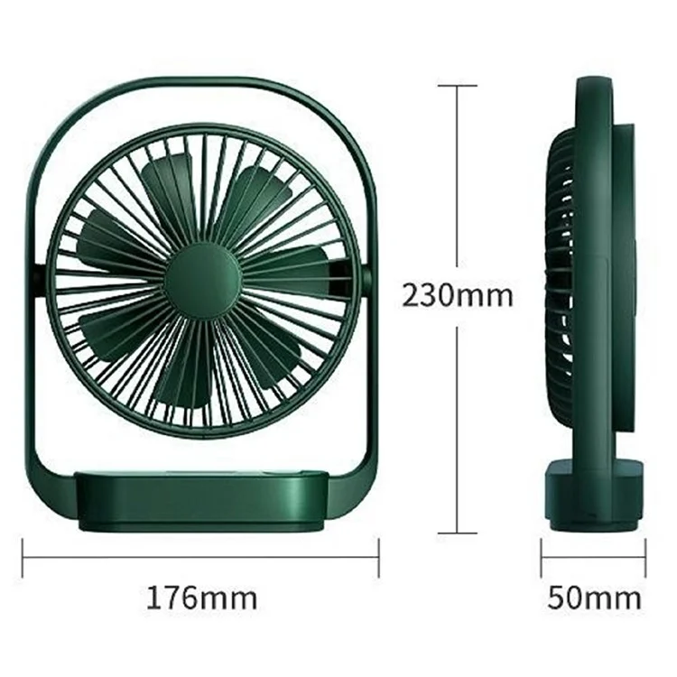 Ventilateur de bureau LK-006 4 Vitesses Réglable Mini Ventilateur Rechargeable avec Veilleuse (Batterie Intégrée de 2000mAh) - Noir