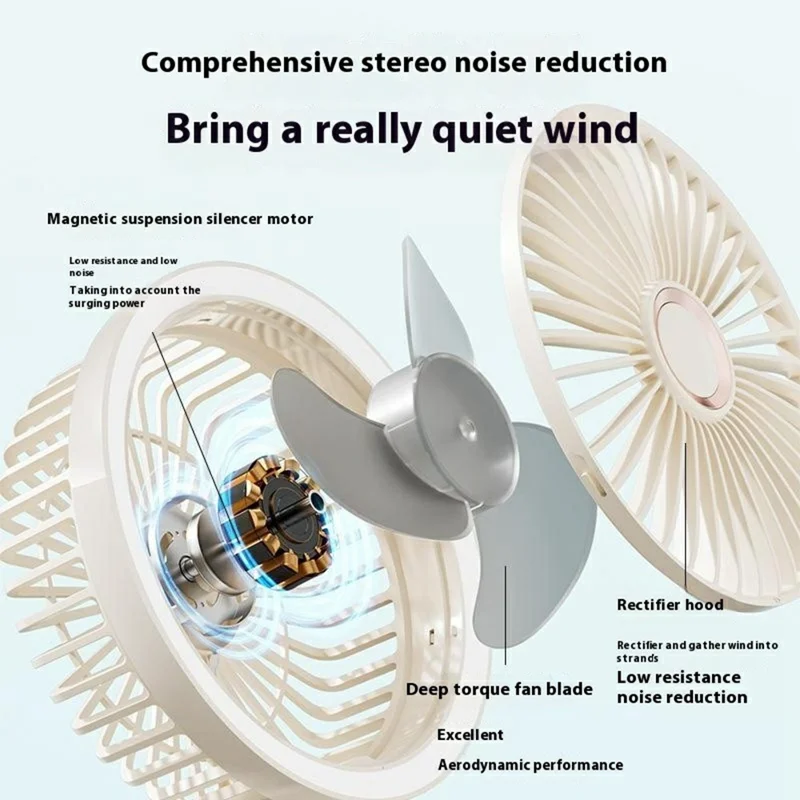GF12 Multifunctional Oscillating Fan with Light Rechargeable 3600mAh Desk Wall Mounted Fan - Blue
