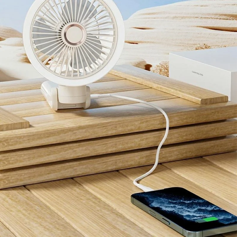 GF12 Multifunctional Oscillating Fan with Light Rechargeable 3600mAh Desk Wall Mounted Fan - Blue