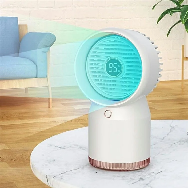 SL09 Настольный турбо-вентилятор с водяным охлаждением и LED-подсветкой, увлажнитель воздуха, аккумуляторный 3600 мАч - Белый