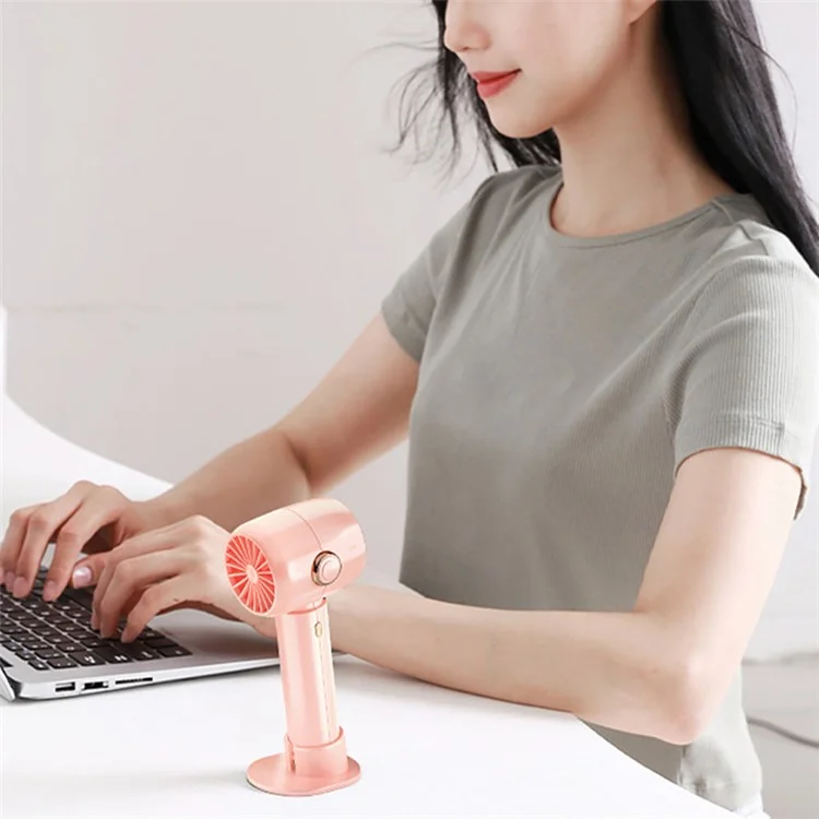 N28 Mini Summer Cooler Desktop Fan Turbine Handheld Fan USB-C Charging Fan (Built-in 2000mAh Battery) - Pink