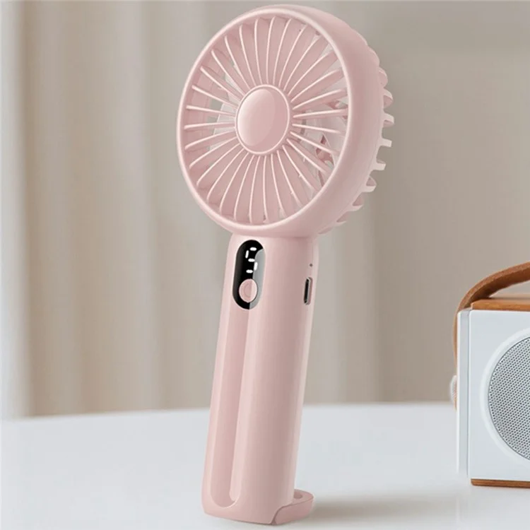 GF13 Ventilateur portatif mini silencieux à 5 vitesses rechargeable par USB avec affichage numérique - Rose