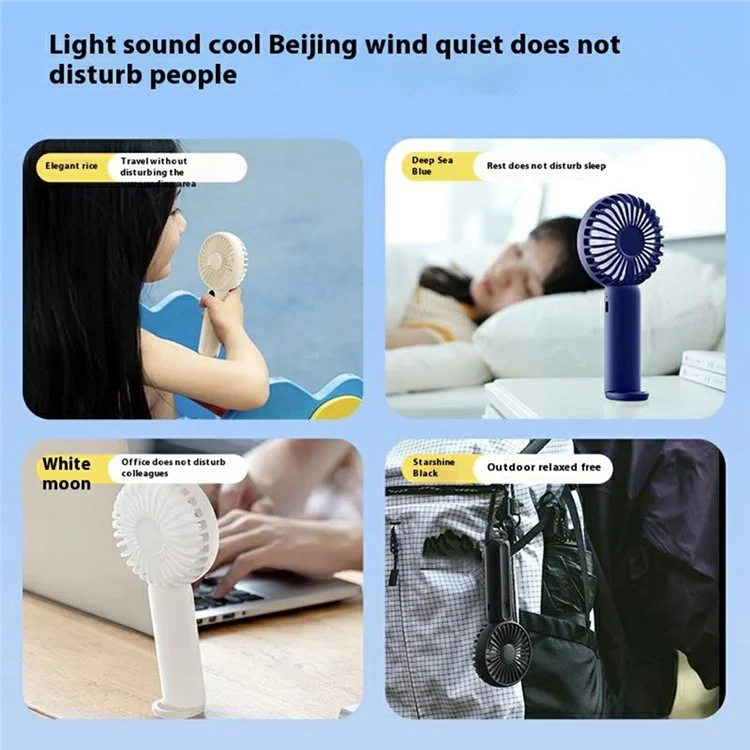 GF13 Ventilateur portatif mini silencieux à 5 vitesses rechargeable par USB avec affichage numérique - Rose