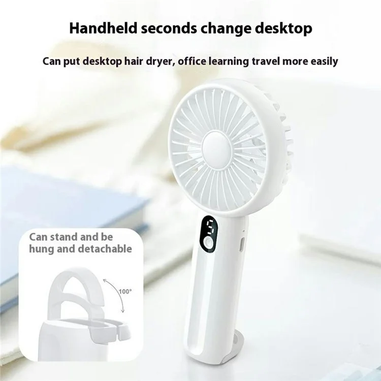 GF13 Ventilateur portatif mini silencieux à 5 vitesses rechargeable par USB avec affichage numérique - Rose