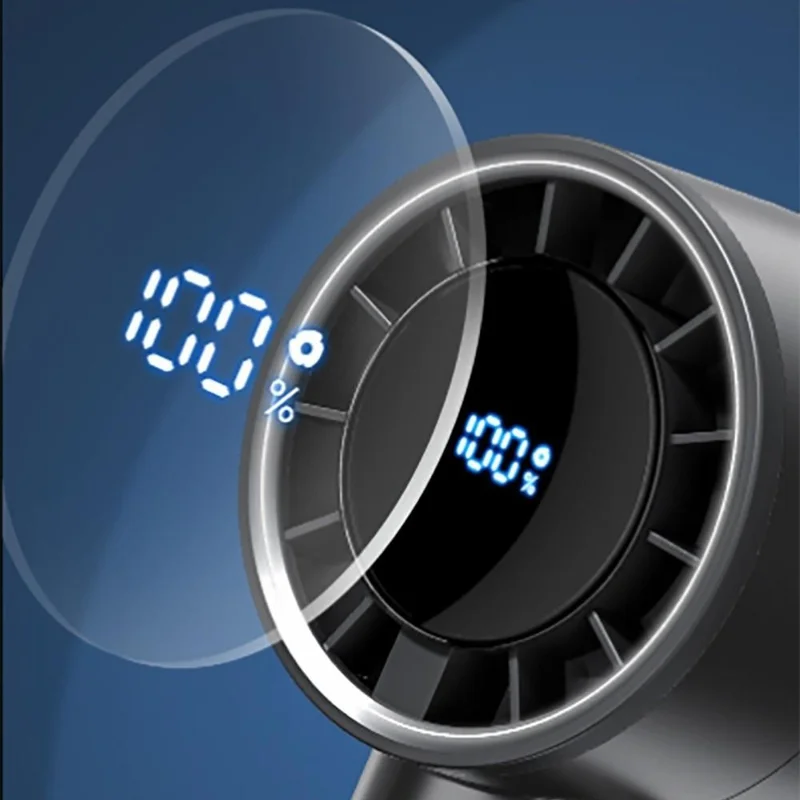USB Rechargeable Handheld Fan with Ice Cooling  /  Digital Display  /  Turbo Speed  /  5 Adjustable Speeds - White