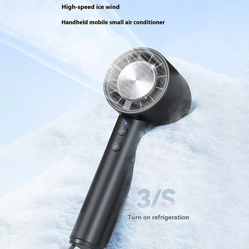 Handheld Cooling Fan USB Rechargeable Turbo Fan Portable High Speed Fan with Ice Compress Cooling Design - White