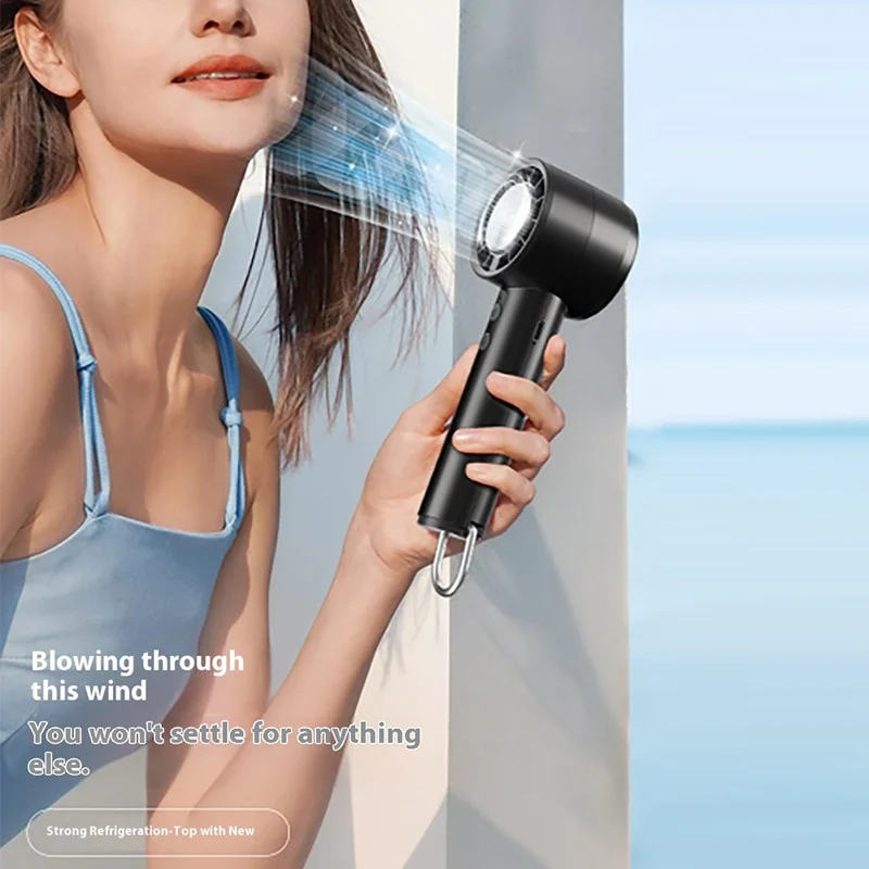 Handheld Cooling Fan USB Rechargeable Turbo Fan Portable High Speed Fan with Ice Compress Cooling Design - White