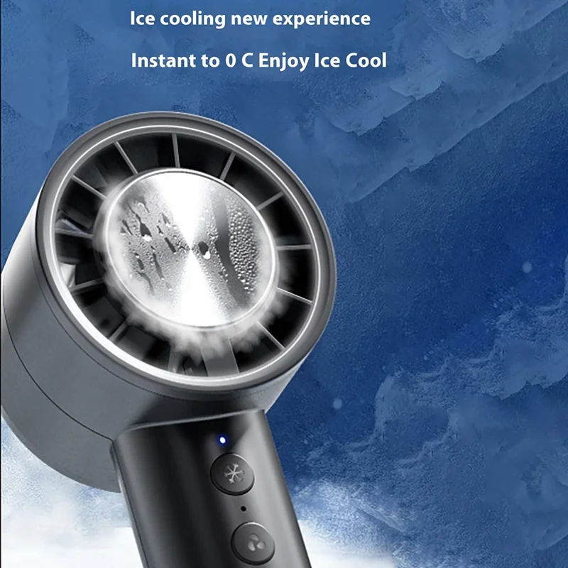 Handheld Cooling Fan USB Rechargeable Turbo Fan Portable High Speed Fan with Ice Compress Cooling Design - White