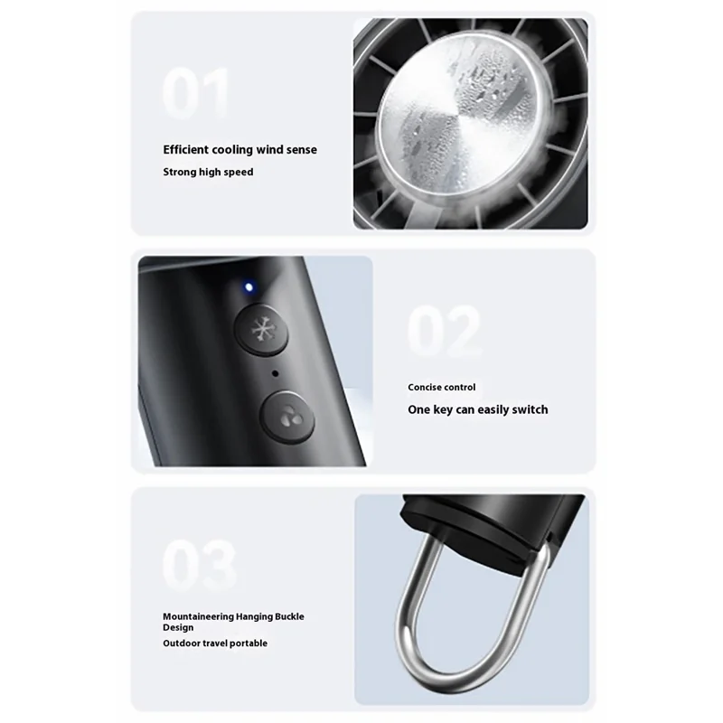 Handheld Cooling Fan USB Rechargeable Turbo Fan Portable High Speed Fan with Ice Compress Cooling Design - White