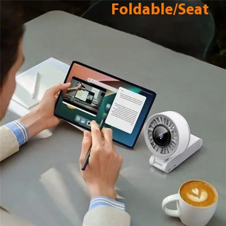 Handheld Digital Display Outdoor Fan 100 Speed Settings Foldable Desk  /  Neck Fan Portable Quiet Cooling Fan - White