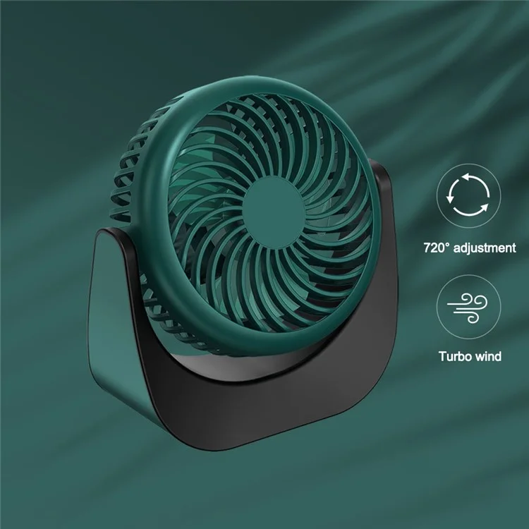 F008 USB Powered Mini Desktop Fan Summer Cooler 360-degree Rotatable 3-Speed Cooling Fan - Green