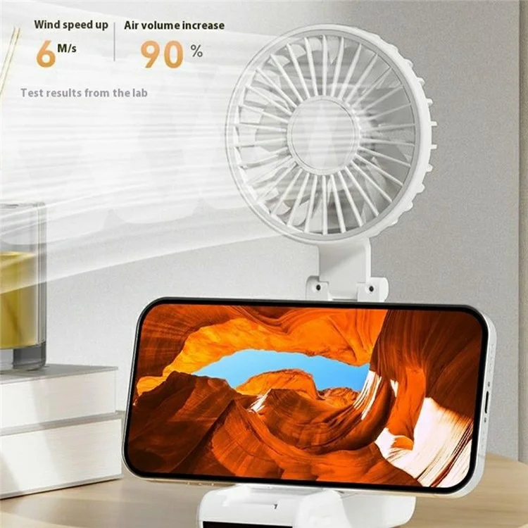 Handheld Ultra Thin Fan Rechargeable Desktop Folding Fan Digital Display Neck Hanging Mini Fan - Pink