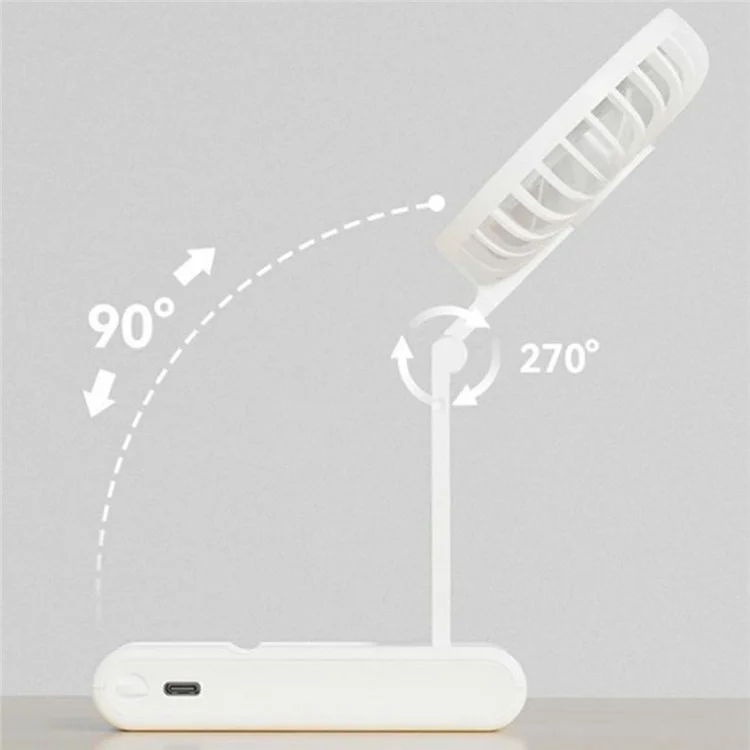Handheld Ultra Thin Fan Rechargeable Desktop Folding Fan Digital Display Neck Hanging Mini Fan - Pink