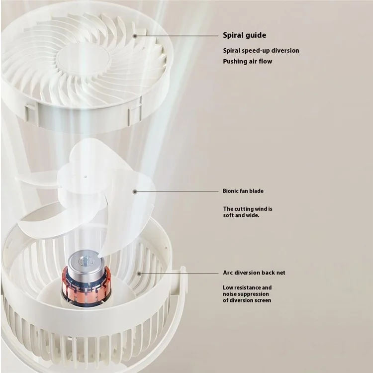 RD23 Ventilatore da Tavolo con Clip Silenzioso Oscillante Ricaricabile via USB con Circolazione d'Aria - Nero