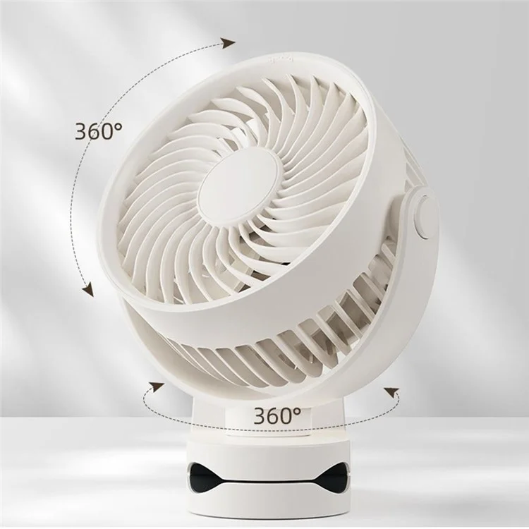 RD23 Ventilatore da Tavolo con Clip Silenzioso Oscillante Ricaricabile via USB con Circolazione d'Aria - Nero