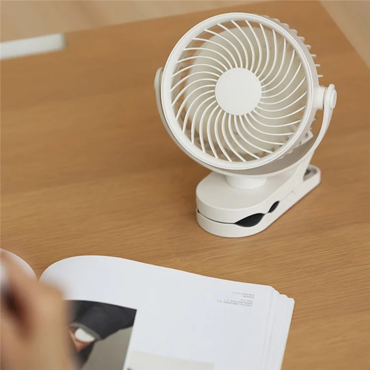RD23 Ventilatore da Tavolo con Clip Silenzioso Oscillante Ricaricabile via USB con Circolazione d'Aria - Nero