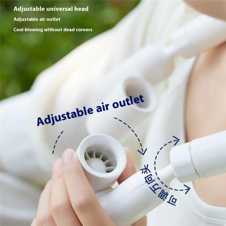 F94 Outdoor Sports Hands Free Neck Fan 3 Speeds Adjustable Flexible Cooling Neckband  - Blue