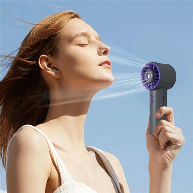 Ventilador portátil de mano S18 con nebulización, 3 velocidades, recargable y de sobremesa - Gris
