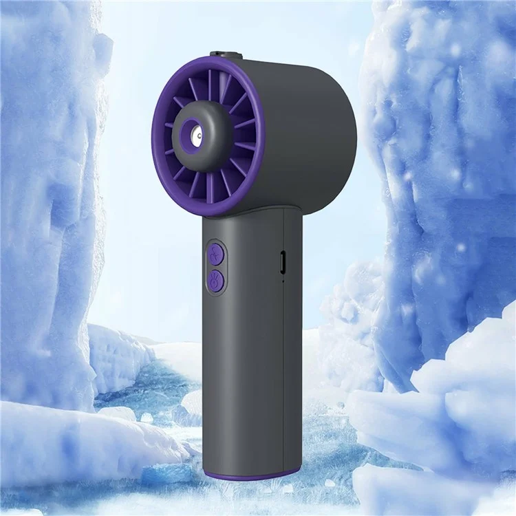 Ventilador portátil de mano S18 con nebulización, 3 velocidades, recargable y de sobremesa - Gris