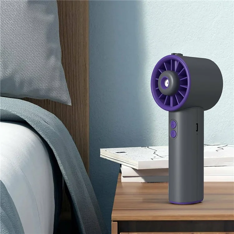 Ventilador portátil de mano S18 con nebulización, 3 velocidades, recargable y de sobremesa - Gris