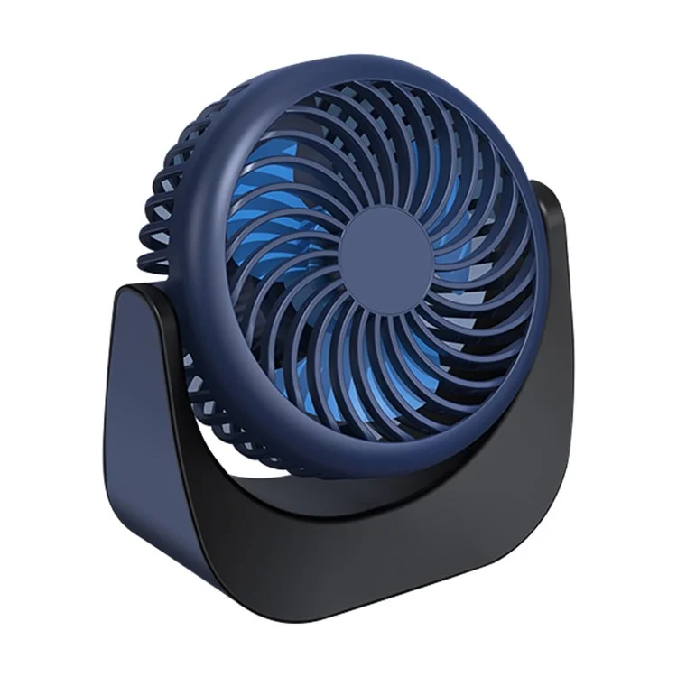 F002 Rechargeable Summer Mini Desktop Fan Cooler 360-degree Rotatable 3-Speed Cooling Fan - Dark Blue