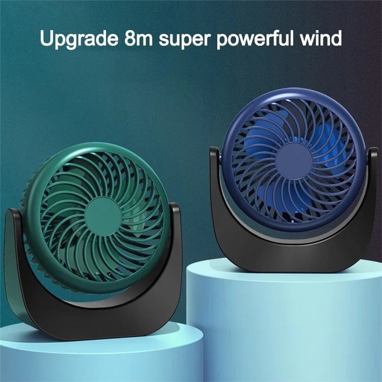F002 Rechargeable Summer Mini Desktop Fan Cooler 360-degree Rotatable 3-Speed Cooling Fan - Dark Blue