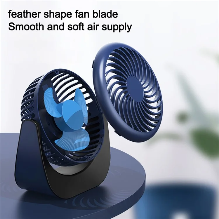 F002 Rechargeable Summer Mini Desktop Fan Cooler 360-degree Rotatable 3-Speed Cooling Fan - Dark Blue