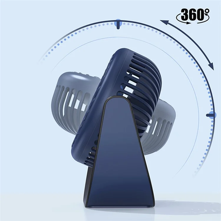 F002 Rechargeable Summer Mini Desktop Fan Cooler 360-degree Rotatable 3-Speed Cooling Fan - Dark Blue