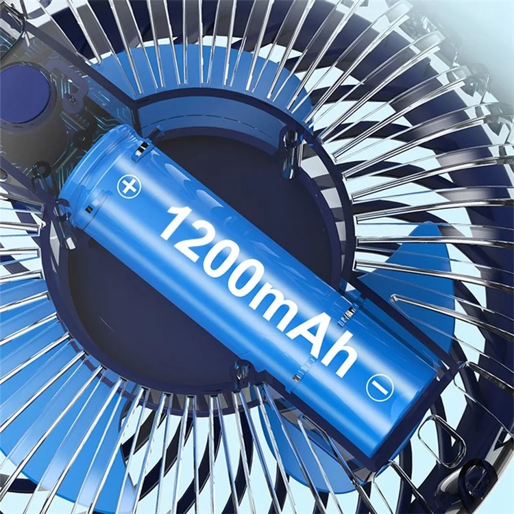 F002 Rechargeable Summer Mini Desktop Fan Cooler 360-degree Rotatable 3-Speed Cooling Fan - Dark Blue