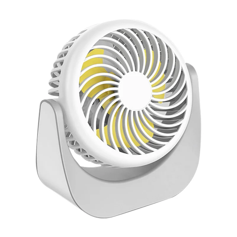 F002 Rechargeable Summer Mini Desktop Fan Cooler 360-degree Rotatable 3-Speed Cooling Fan - White