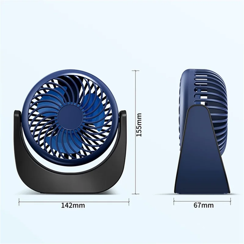 F002 Rechargeable Summer Mini Desktop Fan Cooler 360-degree Rotatable 3-Speed Cooling Fan - White