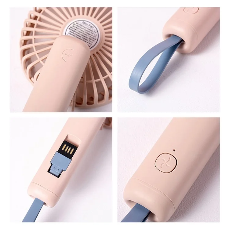 Ventilateur de poche F20 rotatif portable rechargeable USB à 3 vitesses - Vert noirâtre
