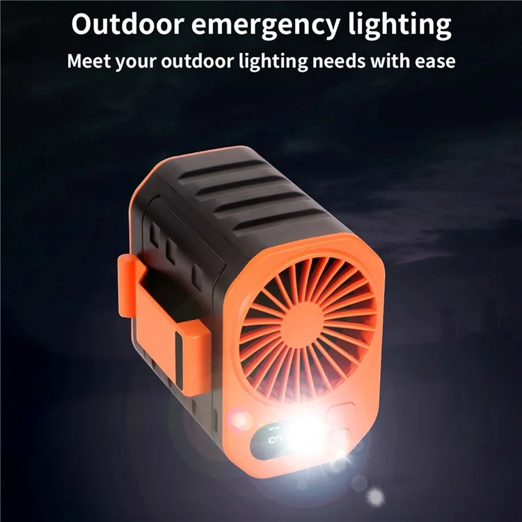 Ventilateur de taille portable rechargeable 3 vitesses avec batterie externe et lampe torche LED - Noir+Vert