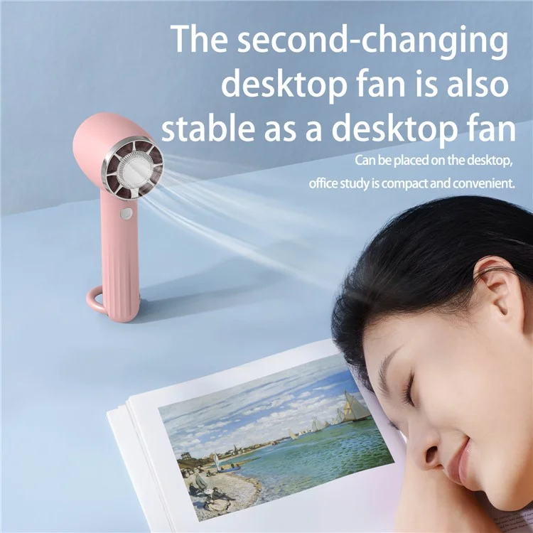 WT14 Mini Handheld Fan Portable 3 Speed Brushless Motor Mute Cooling Fan for Outdoor / Desktop Use - White