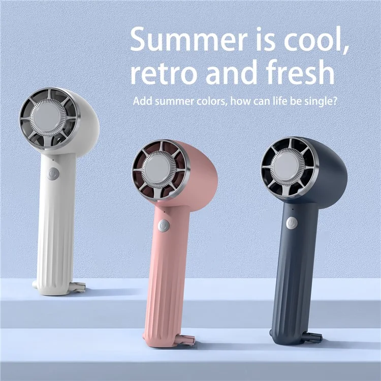 WT14 Mini Handheld Fan Portable 3 Speed Brushless Motor Mute Cooling Fan for Outdoor / Desktop Use - White