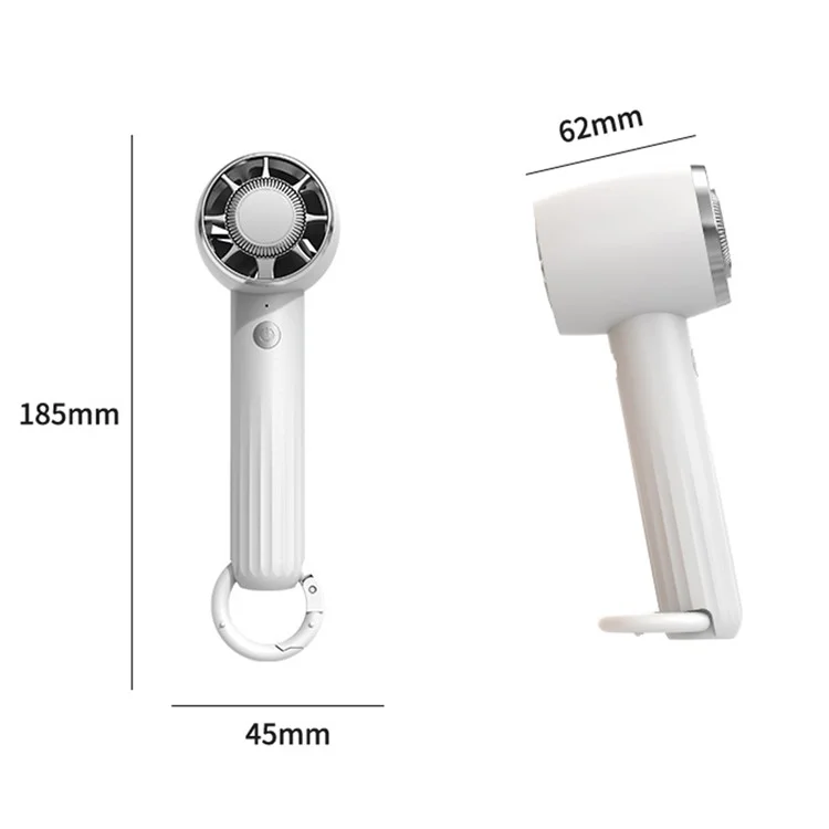 WT14 Mini Handheld Fan Portable 3 Speed Brushless Motor Mute Cooling Fan for Outdoor / Desktop Use - White