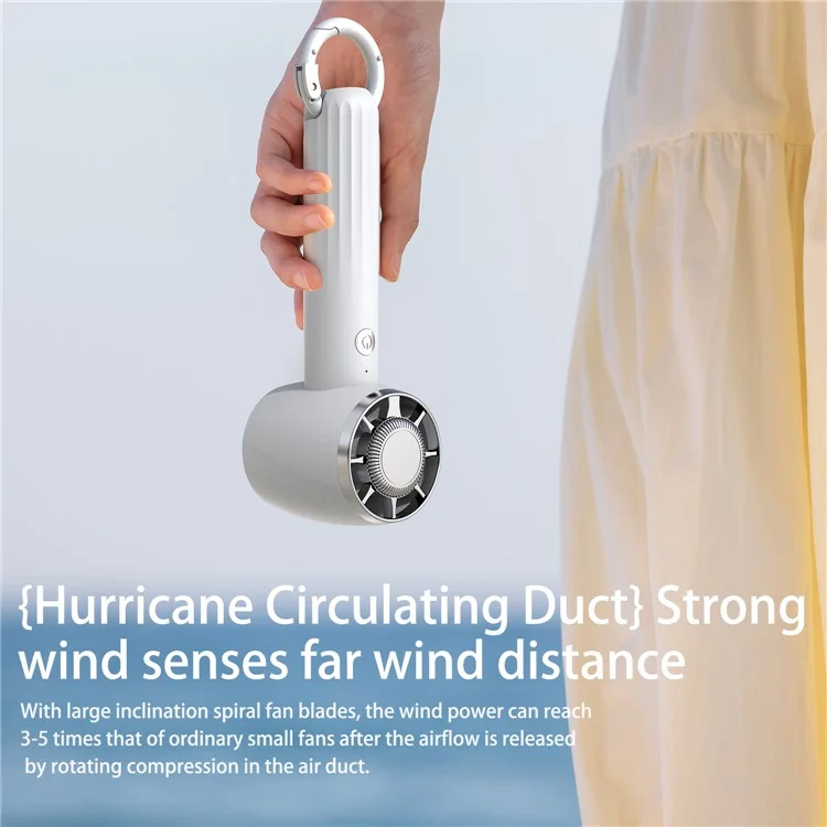 WT14 Mini Handheld Fan Portable 3 Speed Brushless Motor Mute Cooling Fan for Outdoor / Desktop Use - White
