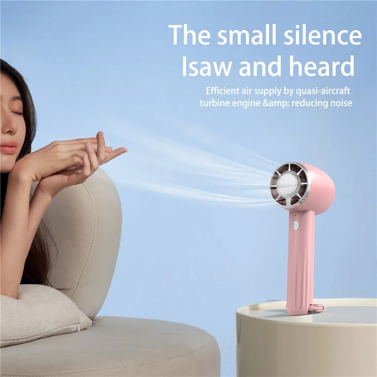 WT14 Mini Handheld Fan Portable 3 Speed Brushless Motor Mute Cooling Fan for Outdoor / Desktop Use - White