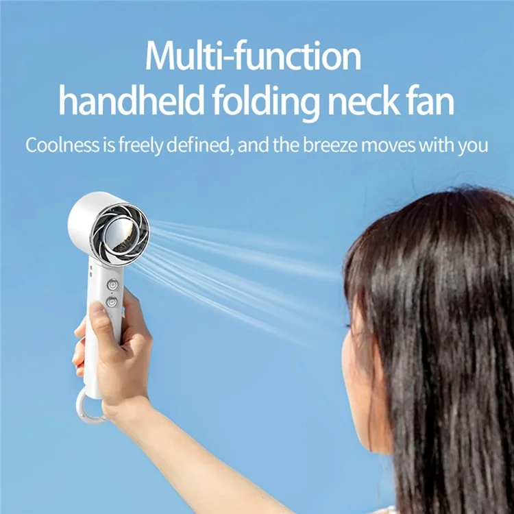 Ventilador de mano plegable WT16 Bajo nivel de ruido Ventilador de enfriamiento portátil para uso en exteriores, viajes, hogar y escritorio - Blanco