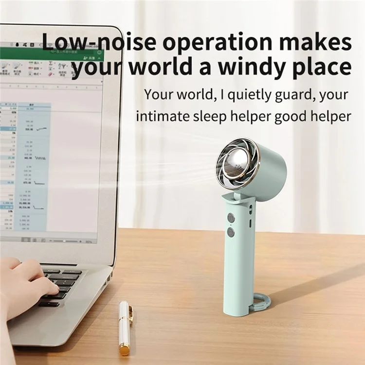 WT16 Ventilateur de poche pliable portable à faible bruit pour voyage en extérieur, utilisation à domicile et bureau - Vert clair