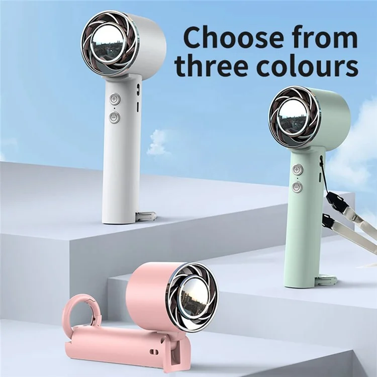 WT16 Ventilateur de poche pliable portable à faible bruit pour voyage en extérieur, utilisation à domicile et bureau - Vert clair